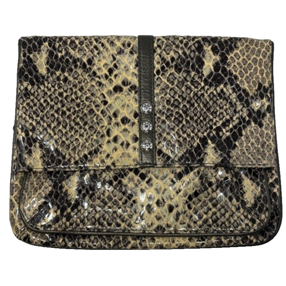 BRIGHTON Foldover Flap Studded Clutch Snake Patent Leather NO STRAP